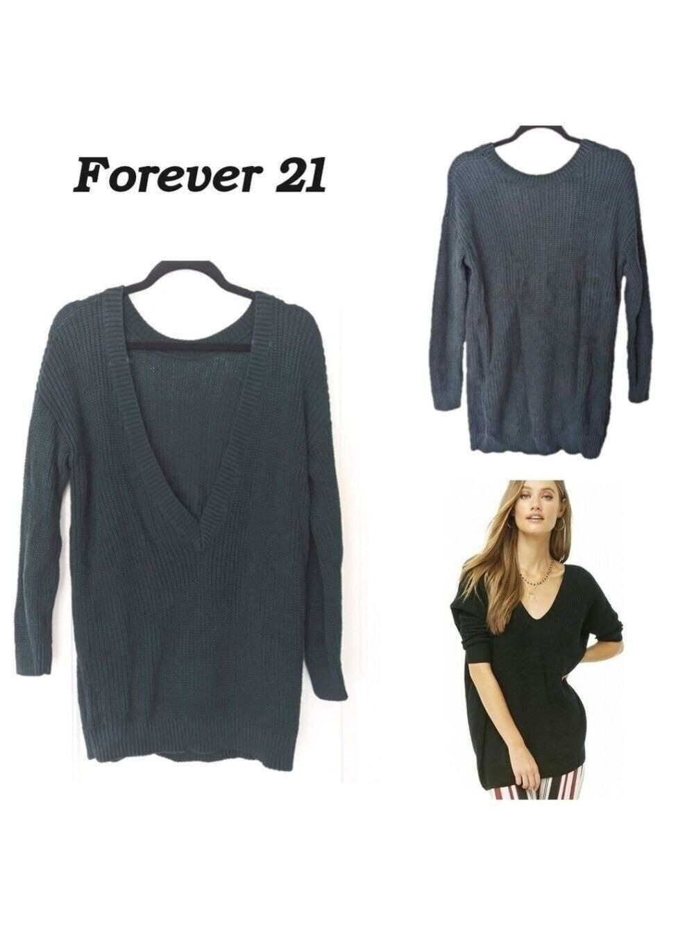 Forever 21 deep V-neck knit sweater